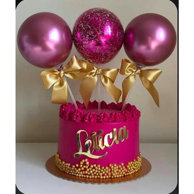 Set 3 Bong Bóng Vàng Hồng Trang Trí Bánh Kem Sinh Nhật / Tiệc Cưới / Sinh Nhật