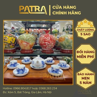 Bộ ấm chén uống trà cao cấp , bộ ấm trà bát tràng - thất lâm trúc hiền tay ngang