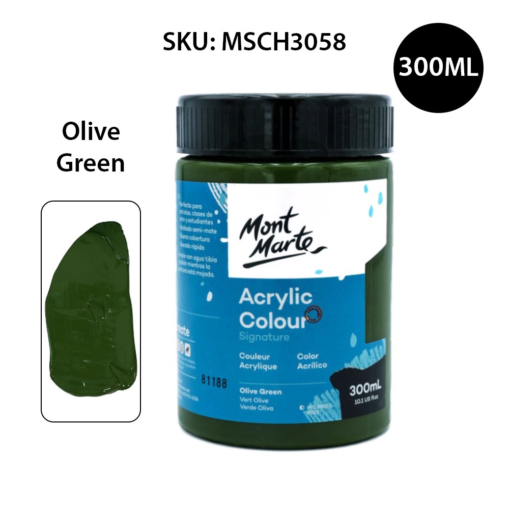 Màu Acrylic Mont Marte 300ml - Olive Green - Acrylic Colour Paint Signature 300ml (10.1oz) - MSCH3058