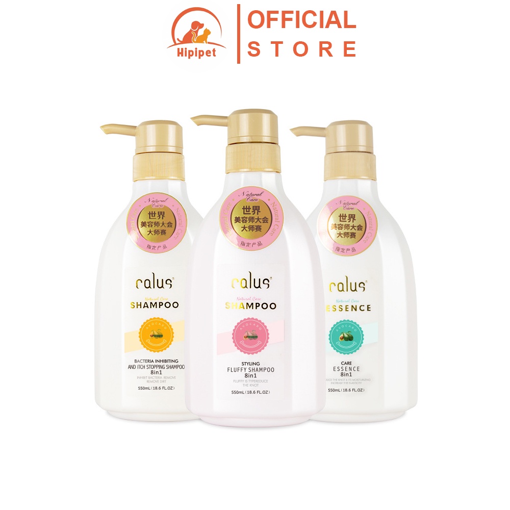 Sữa tắm cho chó Hipipet CALUS SHAMPOO tinh chất dầu bơ trà xanh khử mùi lưu hương thơm lông dài lâu-550ml