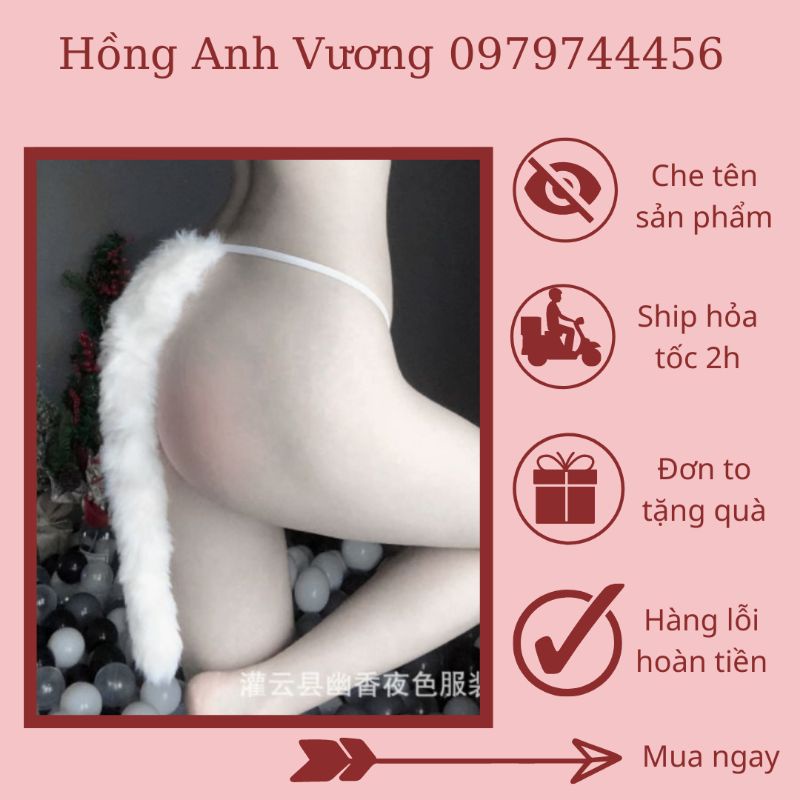 Quần lót nữ quần lọt khe quần thong kèm lông cáo đuôi cáo mềm mại sexy gợi cảm