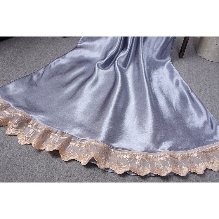 Đầm Ngủ Lụa Cổ Chữ V Phối Ren Thiết Kế Mới Quyến Rũ Thời Trang Mùa Hè Dành Cho Nữ