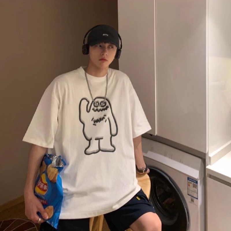 Áo Thun Nam Tay Lửng In Hình Phong Cách Hip Hop Hàn Quốc Cỡ Lớn M-5XL