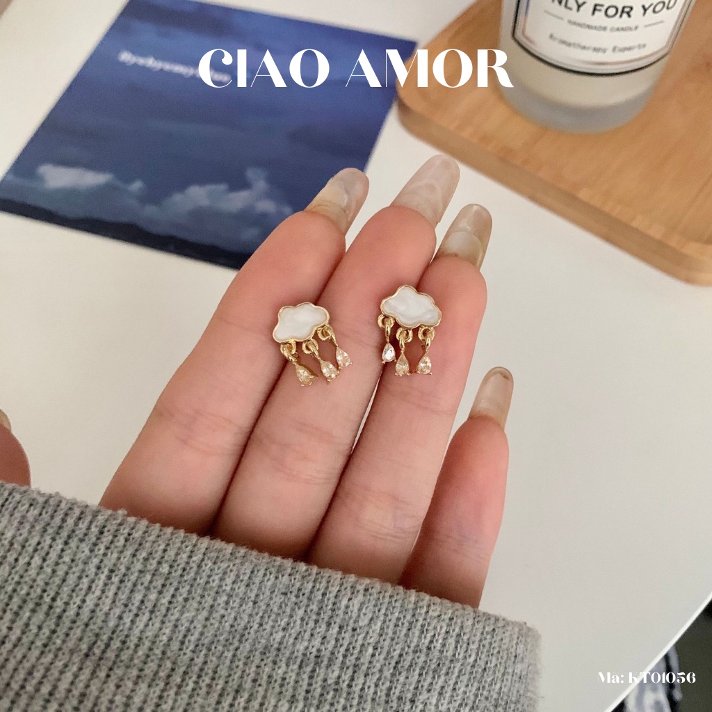 Khuyên tai nữ, Bông tai ngắn dễ thương đám mây mưa Trang sức Ciao Amor - KT0156