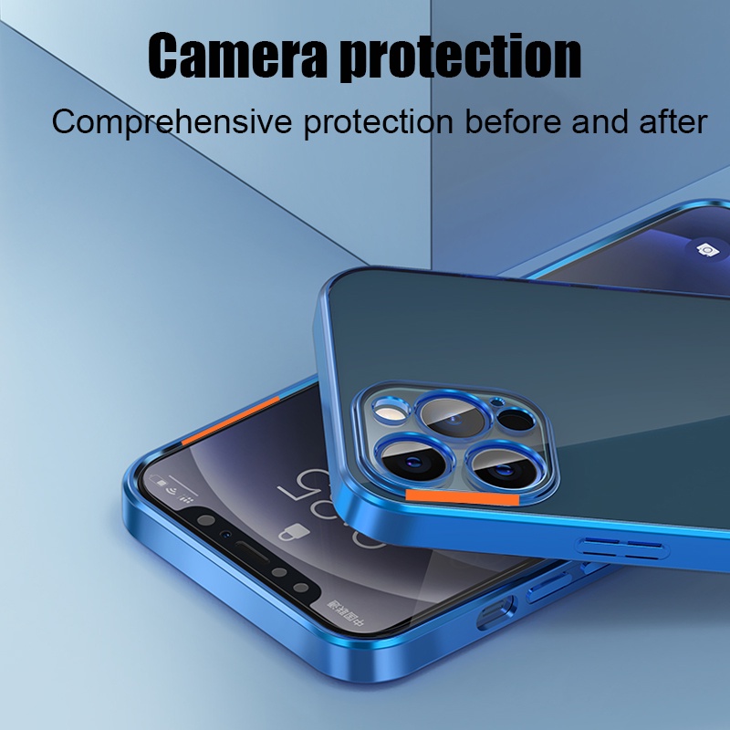 Ốp điện thoại TPU mềm hình vuông viền màu nhiều màu lựa chọn cho iPhone 12 mini pro Max 11