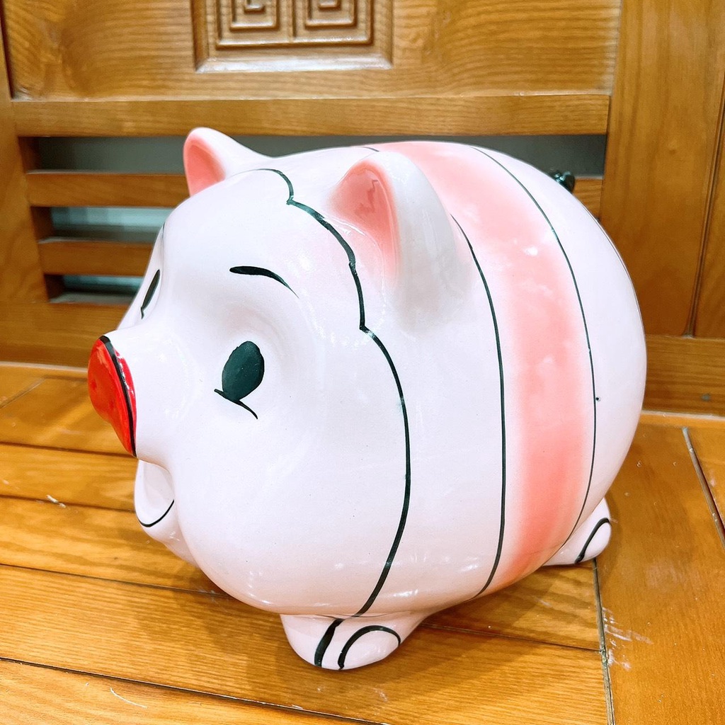 Lợn Đất, heo đất  Gốm Sứ Bát Tràng  heo đất tiết kiệm, ống heo size lớn decor Vuadecor