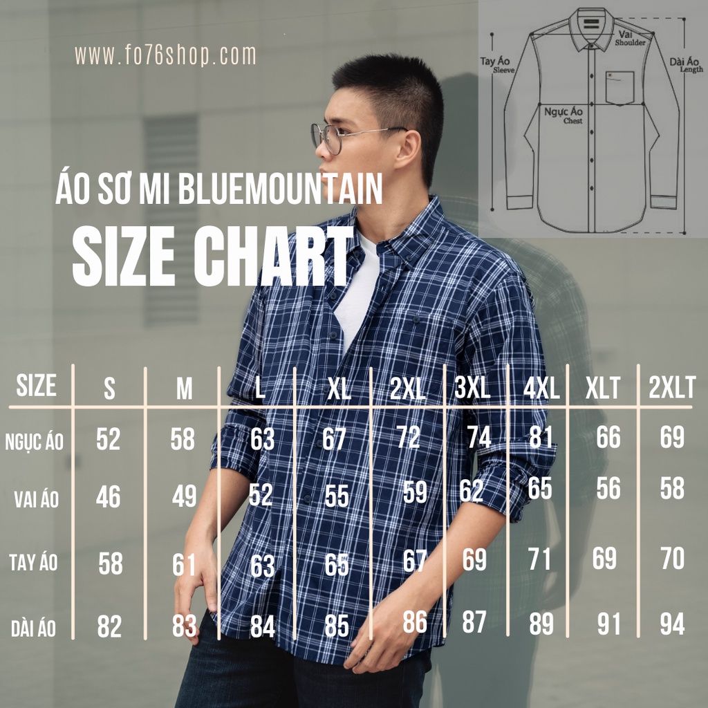 ÁO SƠ MI NAM TAY DÀI XUẤT DƯ BLUE MOUNTAIN COTTON SỌC -FO76 SHOP