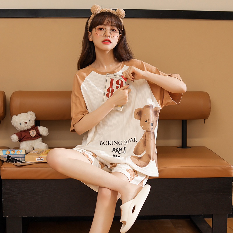 Đồ bộ nữ pijama mặc mùa hè cotton cao cấp mát mẻ họa tiết dễ thương - CTN1