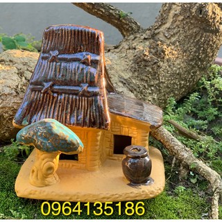 Tiểu cảnh nhà tranh h12cm gốm sứ Bát Tràng