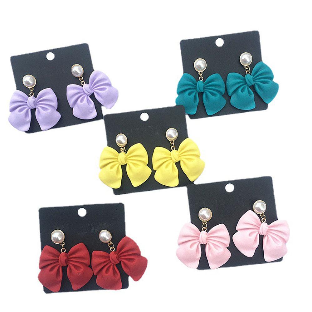 Bông Tai Hàn Quốc Dáng Dài Màu Hồng / Xanh Lá / Xanh Lá Phong Cách Tối Giản