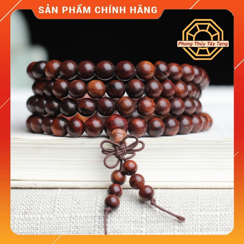 Vòng tay phong thủy, Vòng Gỗ Trắc chuỗi tràng 108 hạt Bình an May mắn - [TẶNG TÚI GẤM] - Phong Thủy Tây Tạng