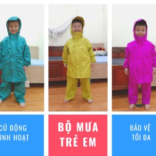 Bộ Áo Mưa Trẻ Em Khánh Chi - Chống Thấm 100%, Siêu Nhẹ, Không Mùi, Màu Sắc Đa Dạng