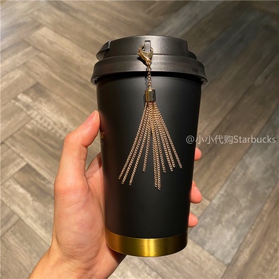 Cốc Starbucks 2020 giáng sinh vàng đen cổ điển Thép không gỉ màu đỏ và đen Máy tính để bàn cốc nước tách cà phê