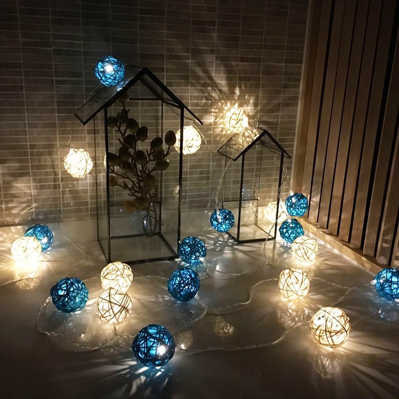Đèn LED Trang Trí Với Bóng Đèn Cầu Mây 3M 20 Đèn - Trang Trí Giáng Sinh Noel, Phòng Khách