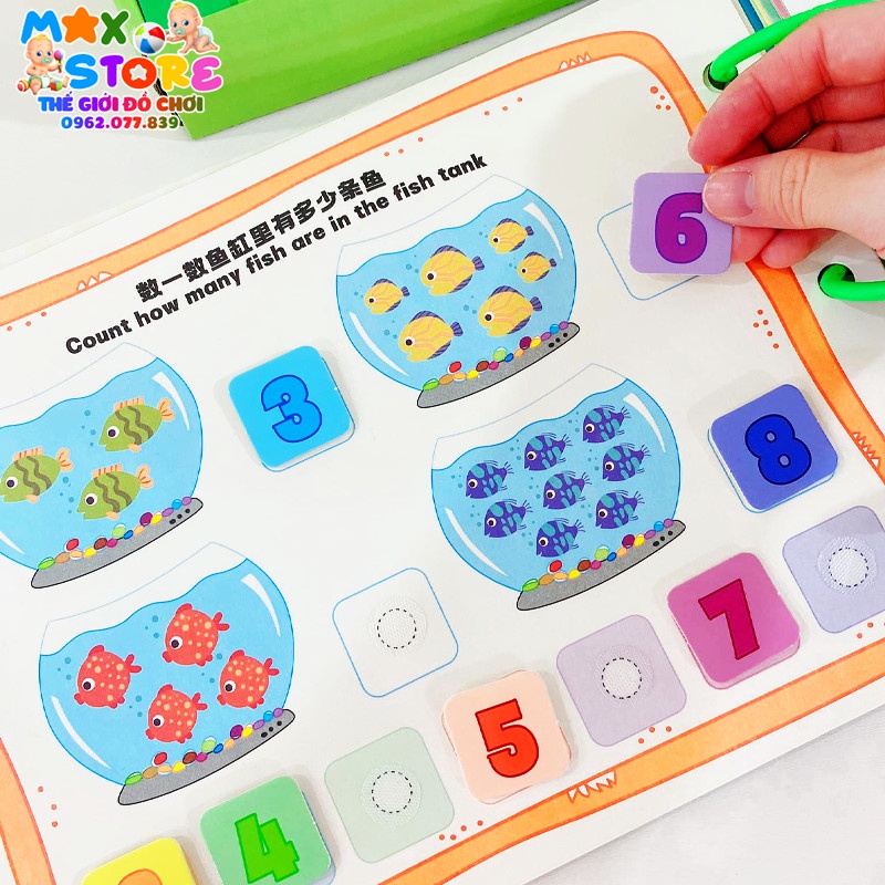 Học Liệu Toán học thông minh, Học Liệu Bóc Dán Montessori đầu đời Giáo Dục Sớm Cho Bé Từ 3 Tuổi