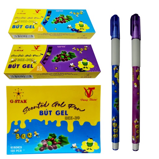 Hộp 12 Cây Bút Gel Bee-39 Gstar Thơm Huơng Nho ( Xanh, Tím )