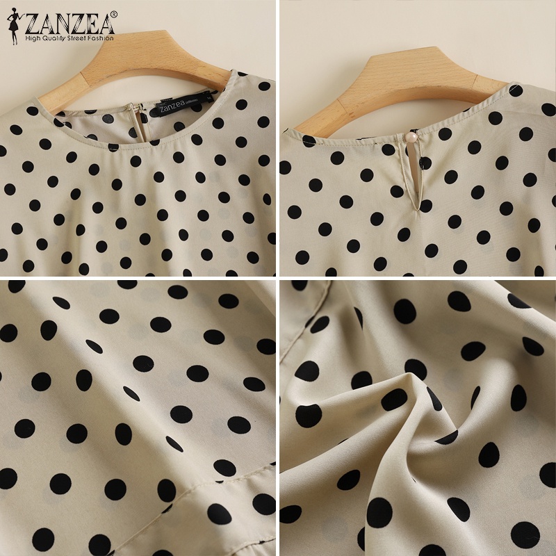 Zanzea Áo Peplum Cổ Tròn Họa Tiết Chấm Bi Thời Trang Cho Nữ