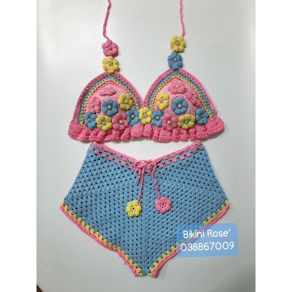 SÉT LEN MÓC GẮN HOA HỒNG XANH CÓ SẴN S M L