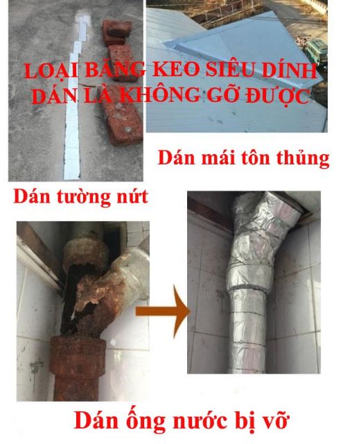 Cuộn keo siêu dính chống thấm cao cấp và chịu nhiệt chuyên dán bạt HDPE, tấm lót ao hồ nặng > 1kg