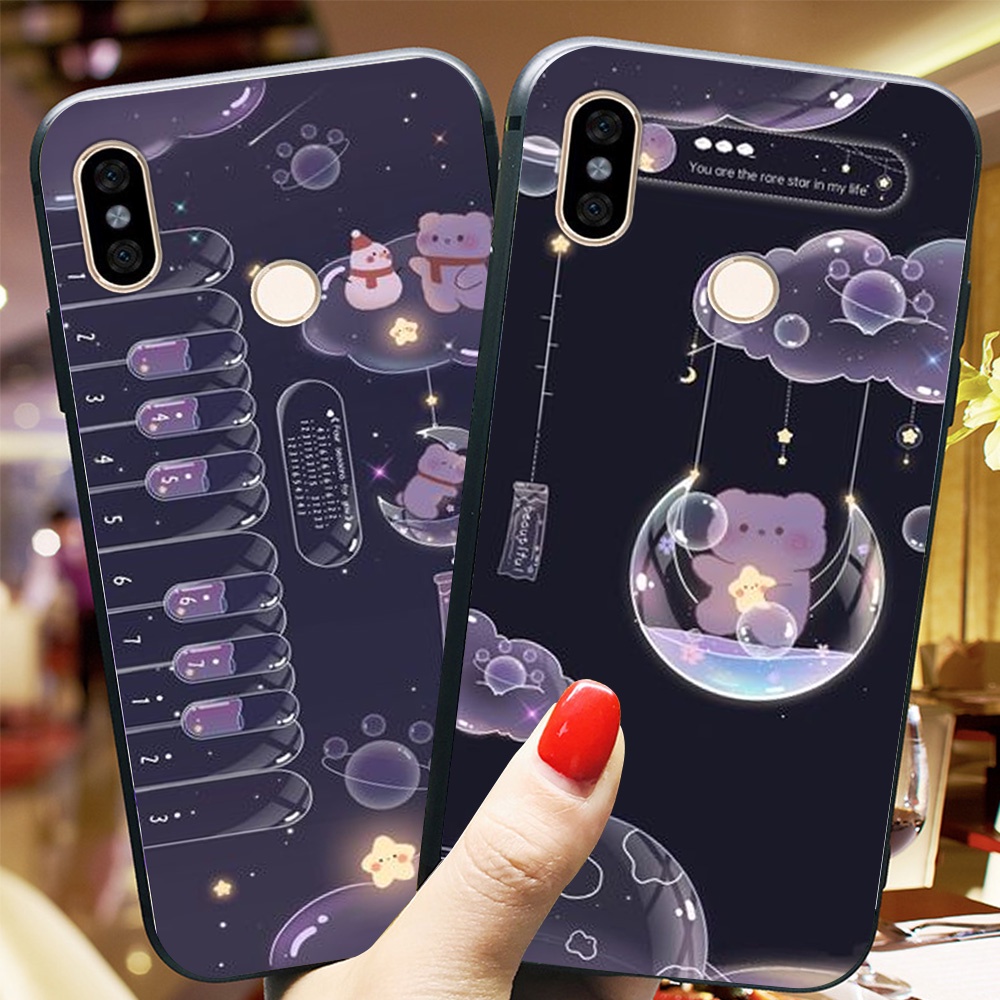 Ốp lưng điện thoại xiaomi redmi note 5 / note 6 bộ gấu tím may mắn