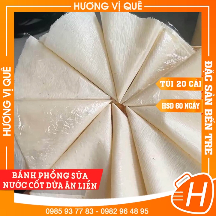 Bánh Phồng Sữa Nước Cốt Dừa Ăn Liền - Túi 20 Cái - Đặc Sản Bến Tre