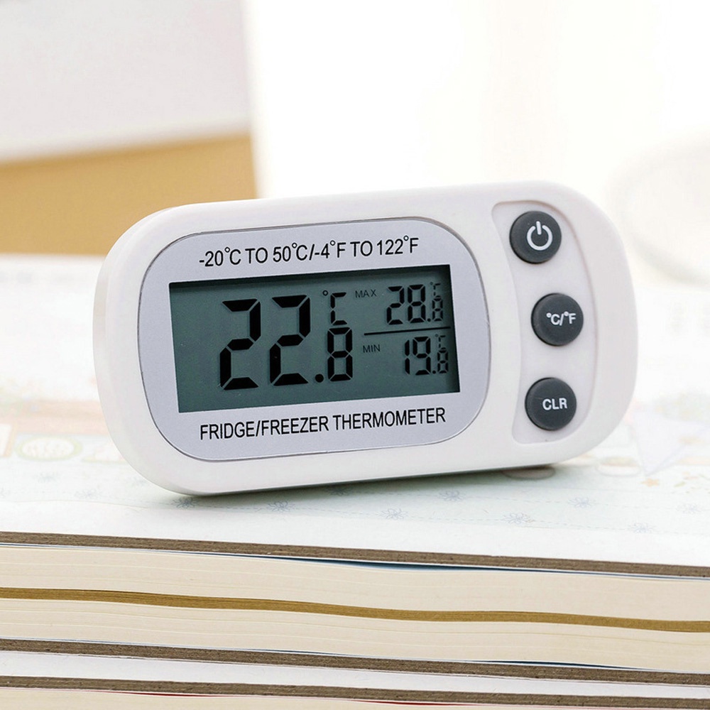 Đồng hồ đo nhiệt độ tủ lạnh màn hình LCD từ tính chống nước nhiều màu sắc