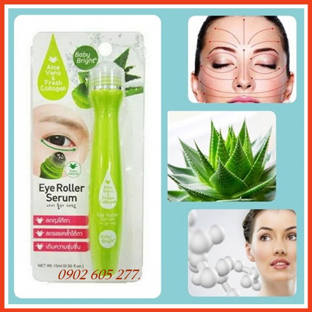 [hàng xịn]Cây Lăn Mắt Lô Hội Và Collagen Tươi Baby Bright Aloe Vera & Fresh Collagen Eye Roller Serum 15ml