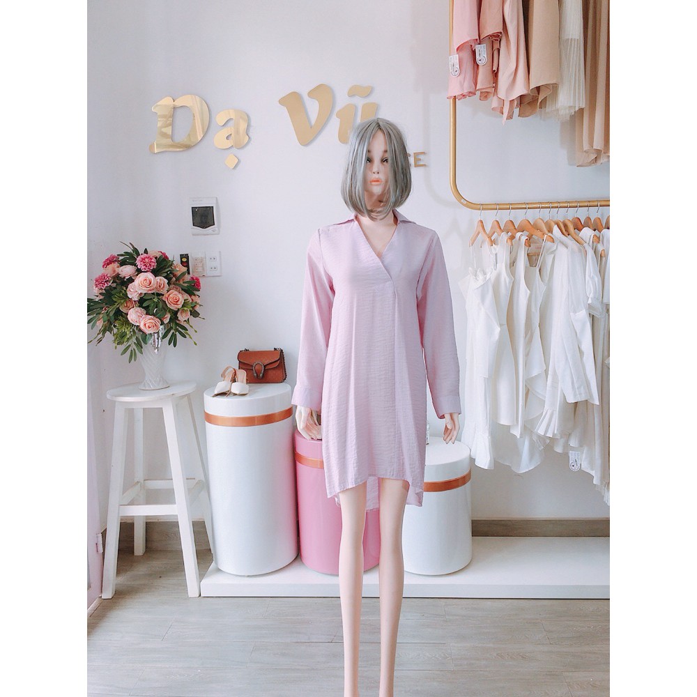 VÁY SUÔNG SƠ MI TAY DÀI MÀU TÍM FOM FRESIZE- Dạ Vũ House