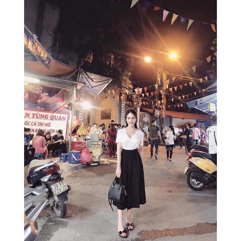 Chân váy xếp ly dài Cạp chun ĐEN(kèm ảnh thật,video)(TranHuongShop - chuyên đồ nữ) | BigBuy360 - bigbuy360.vn