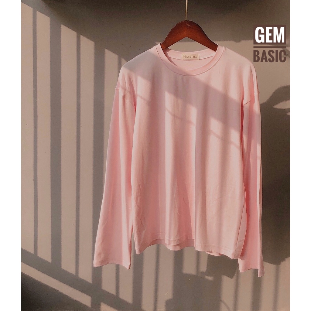 GEM STYLE - Áo thun nữ tay dài qua 2/3 bàn tay dáng suông trẻ trung phong cách Hàn Quốc