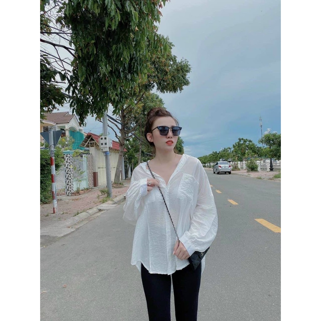 Set Quần Leggin Áo Sơ Mi Nữ Unisex Form Rộng Ránh Dơi, Chất Đũi - Kèm Video &amp; Ảnh Thật