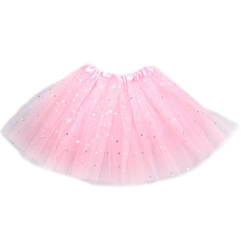 Chân váy tutu ba mảnh màu trơn đính sequin hình ngôi sao mini viền satin 12 màu 3-8T cho bé gái | BigBuy360 - bigbuy360.vn