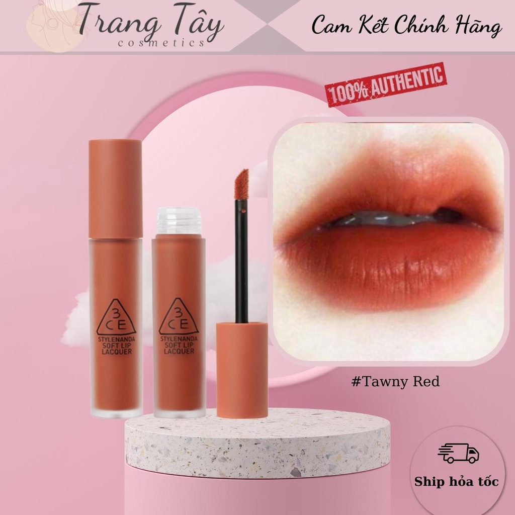 Son kem 3CE SOFT LIP LACQUER - Tawny Red.