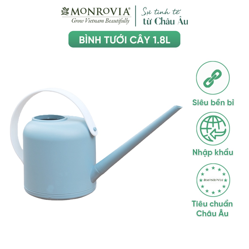 Bình tưới cây vòi dài MONROVIA 1,8 lít, tháo lắp dễ dàng, tiện lợi, tưới cây cảnh ban công, sân vườn, thiết kế Châu Âu