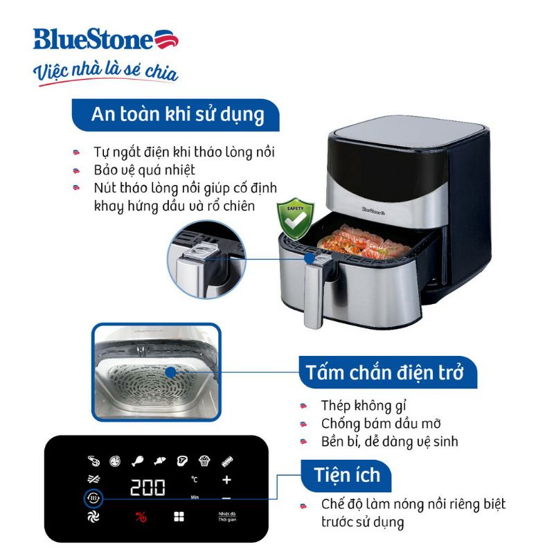 Nồi Chiên Không Dầu BlueStone AFB5880 (5.5L) Hàng Chính hãng Bảo Hành 24 Tháng