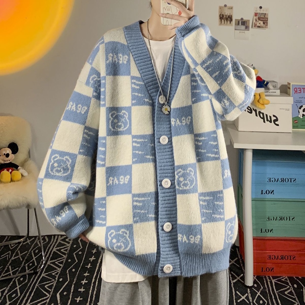 Áo Khoác Cardigan Dệt Kim Dáng Rộng Thời Trang Mùa Đông Dành Cho Nam Giới