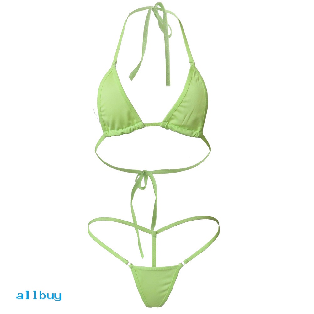 Bộ Đồ Bơi Bikini 2 Mảnh Màu Sắc Trơn Với Quần Lọt Khe Mini Dành Cho Nữ