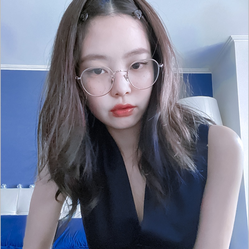 Kính Bản Lề TR90 Gọng Tròn Kim Loại Chống Ánh Sáng Xanh Chống Ánh Sáng Thời Trang Hàn Quốc