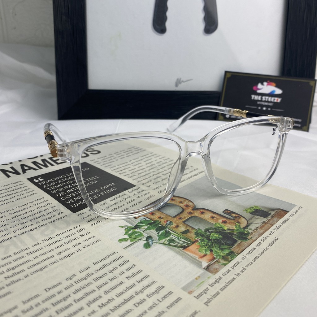 Kính mắt lv cao cấp nam nữ thay tròng cận được trắng đen | BigBuy360 - bigbuy360.vn