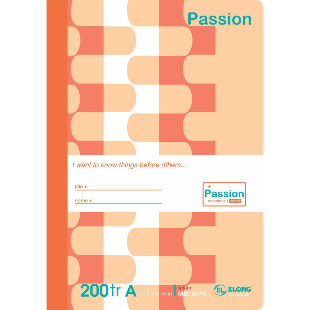 Vở kẻ ngang Passion KLong 200tr; MS 247N - khách sỉ ib