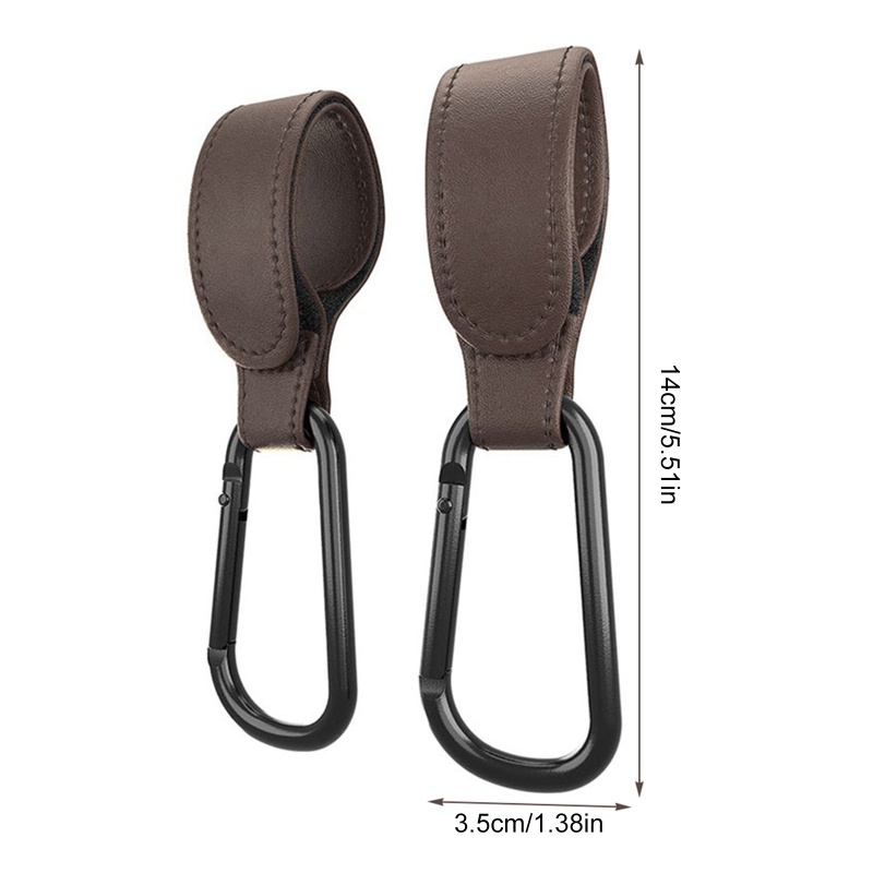 Set 2 Móc Da PU Có Thể Xoay 360 Độ Gắn Xe Đẩy Em Bé Dùng Để Treo Túi Mua Sắm