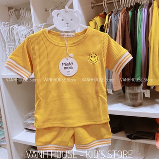 Bộ thun tăm cao cấp minky mom viền tay xinh xắn ( có sẵn)