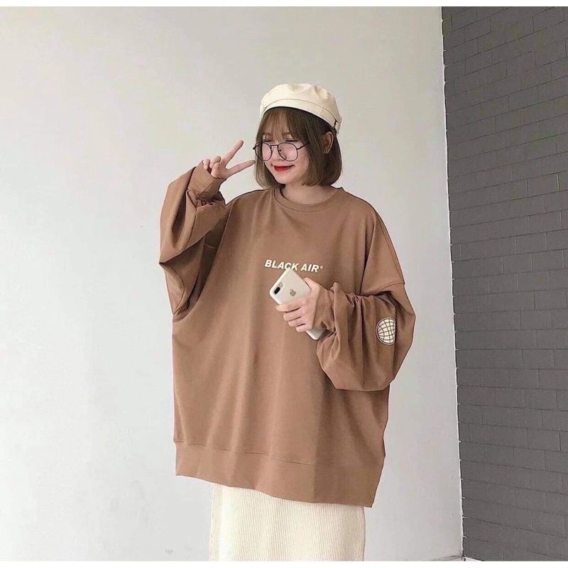 ÁO Nỉ From Rộng Black Air Nữ 🏵[FREESHIP] Sweater tay bồng in hình oversize màu lạ cá tính | BigBuy360 - bigbuy360.vn