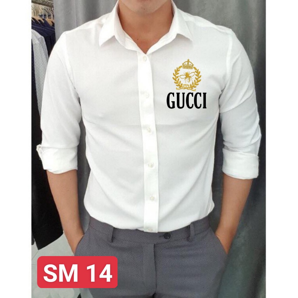 Áo Sơ Mi Nam Chất Lụa Dài Tay Họa Tiết Logo Hàng Đẹp Chất Mịn Thích Hợp moi lứa tuổi