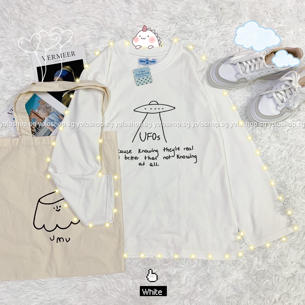 Áo Thun Tay Dài Unisex THÊU UFOs Thu Đông