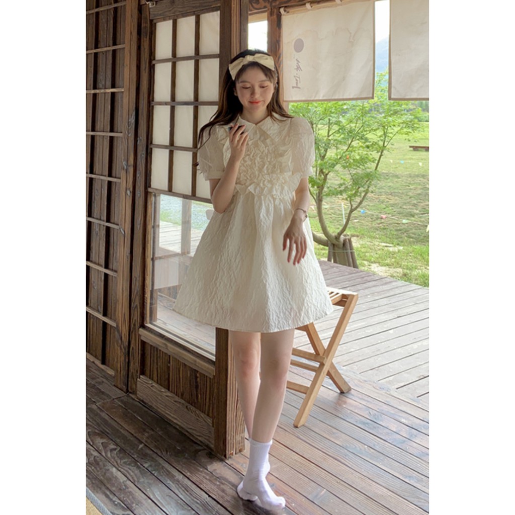 Váy Trắng Bồng Hoa Ngực,Quảng Châu cao cấp, FULL SIZE ( mẫu mới nhất )