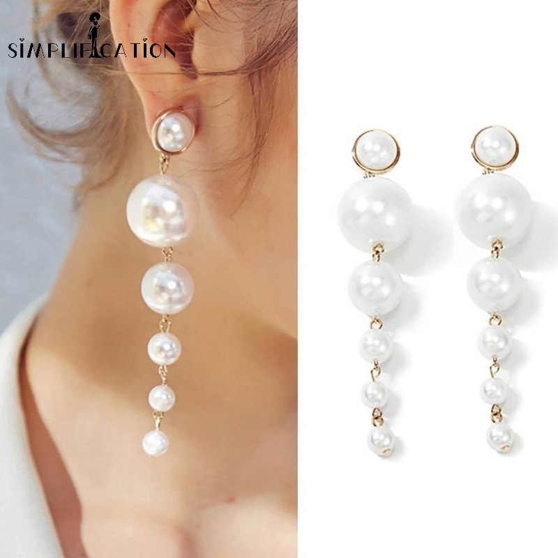 1 Khuyên Tai Nữ Đính Ngọc Trai Nhân Tạo Thời Trang