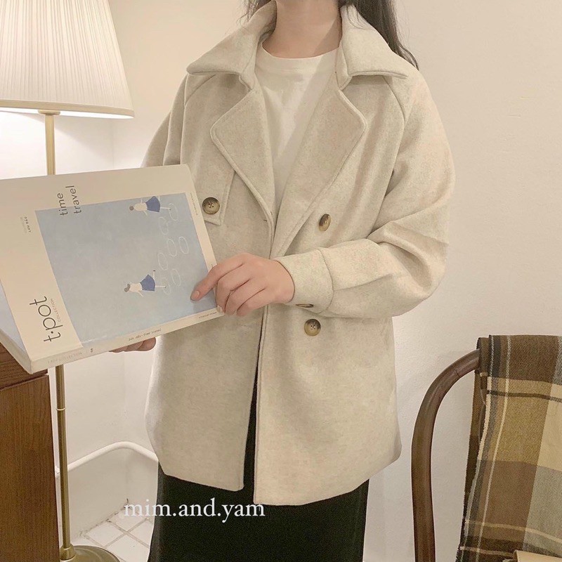 Áo Khoác Dạ Cổ Vest Kèm Dây Đai Thắt Eo Phong Cách VinTage Hàn Quốc ❤️