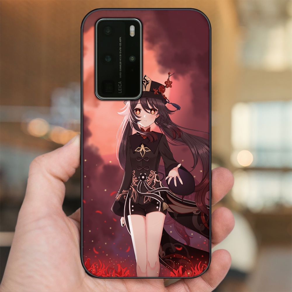 Ốp lưng Huawei P40 Pro viền đen in hình Hutao Genshin Impact