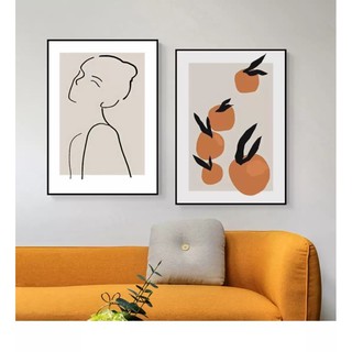 tranh treo tường cô gái và quả cam